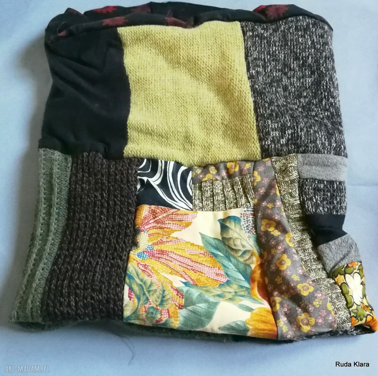 Komin patchworkowy damski handmade 38x40 cm - etno boho - Ruda Klara