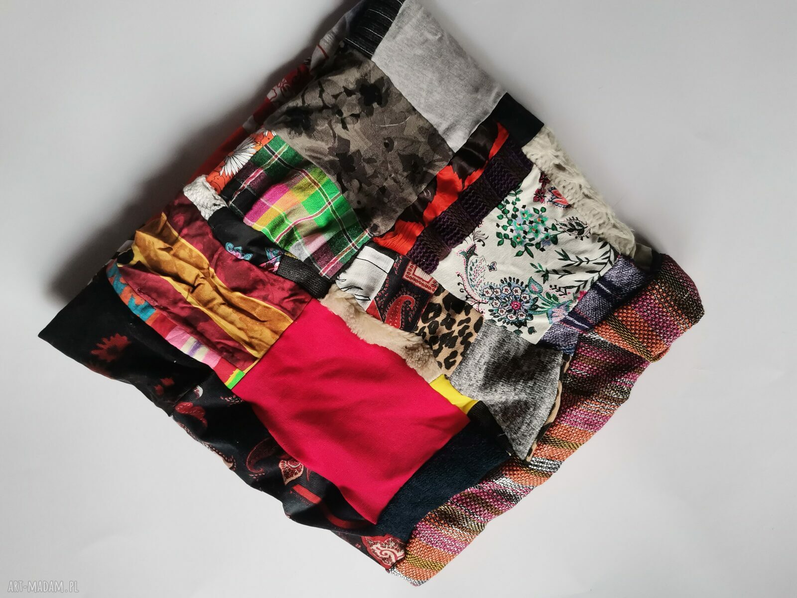 Komin patchworkowy zero waste miły i kolorowy boho - ręcznie szyty