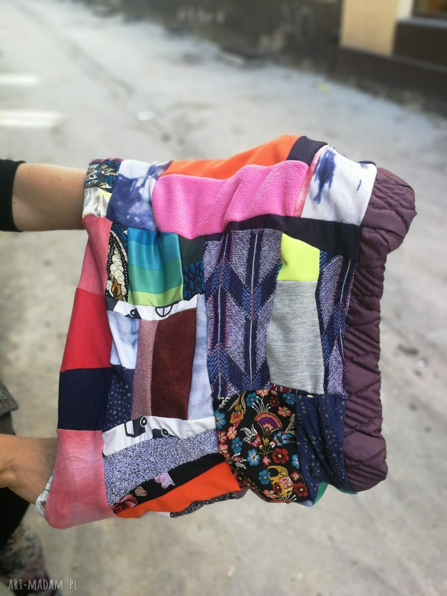 Komin patchworkowy damski z podszewką - folk boho, ręcznie szyty