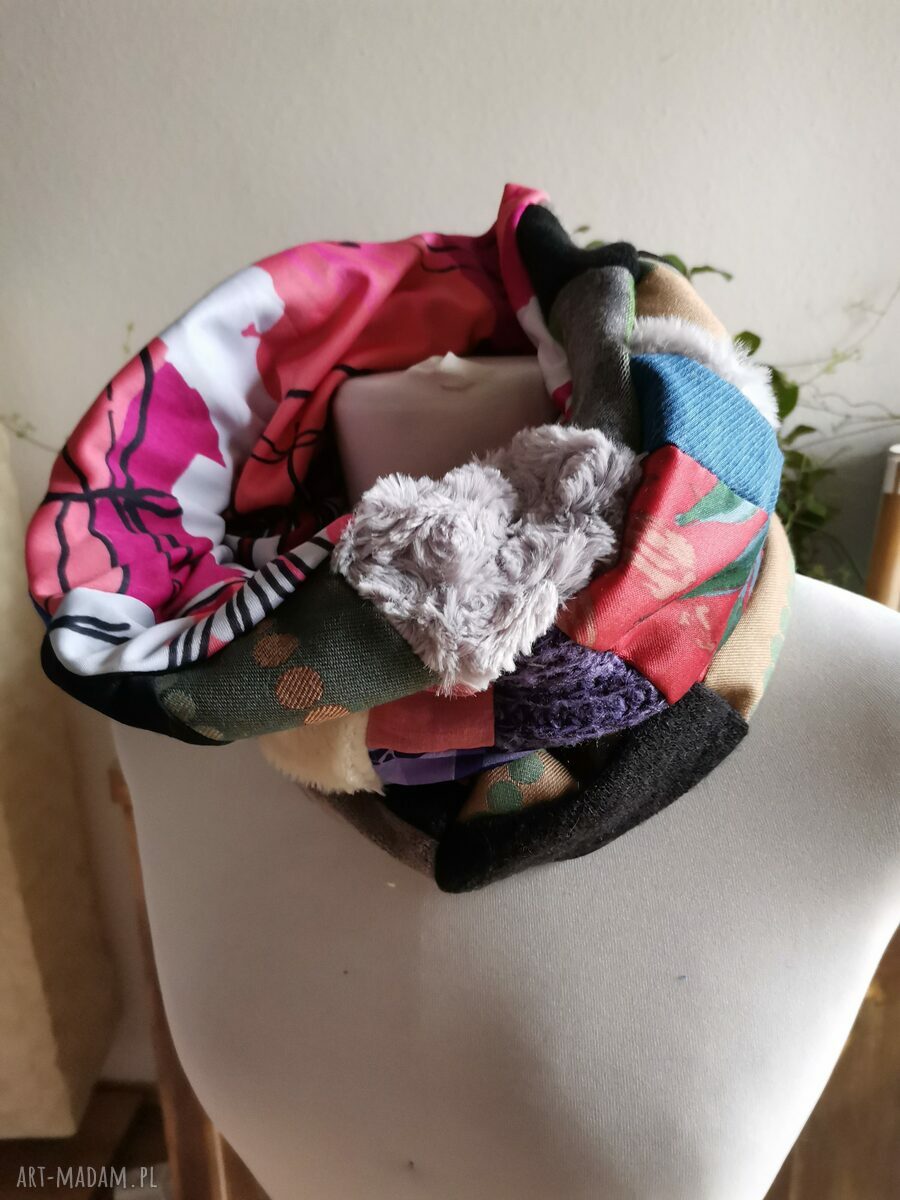 Komin patchworkowy miły i kolorowy - zero waste, Ruda Klara (box 44)