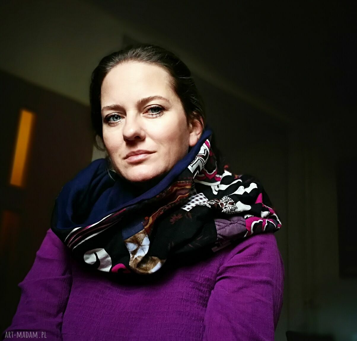 Komin patchworkowy unisex na podszewce - miękki, ciepły i ręcznie szyty