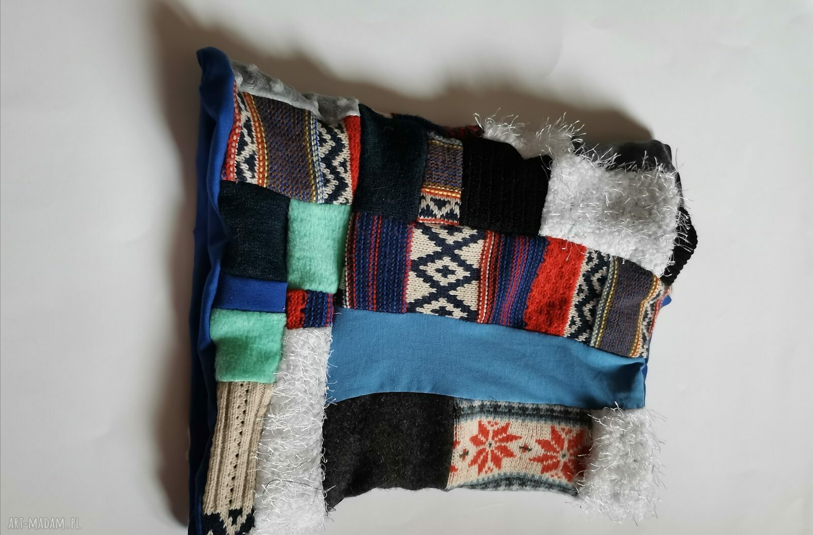 Damski komin patchworkowy boho handmade - kolorowy box D1 na podszewce