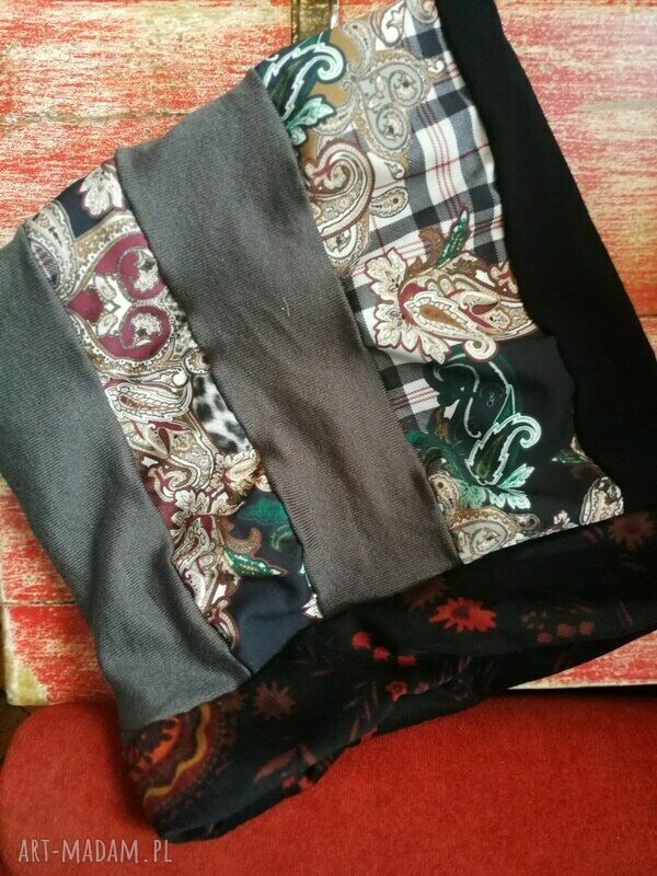 Komin patchworkowy damski 36x41 cm boho - szyty ręcznie, pojedynczy egzemplarz