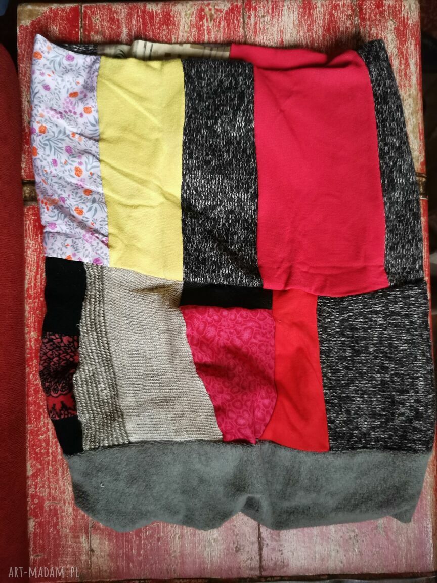 Kolorowy komin patchworkowy boho handmade z podszewką - ciepły dodatek dla kobiet
