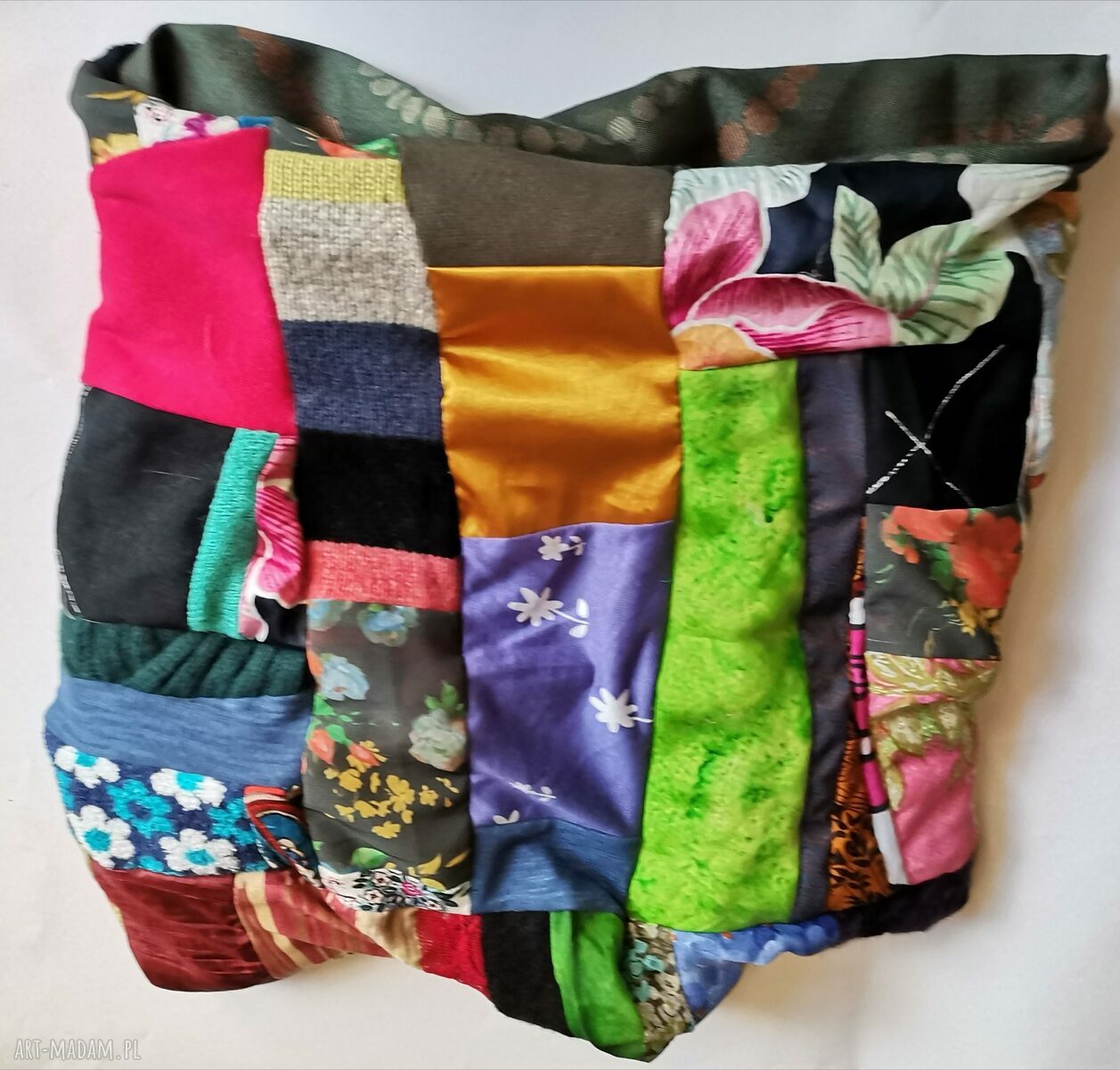 Komin patchworkowy kolorowy - uszyty według zasady zero waste