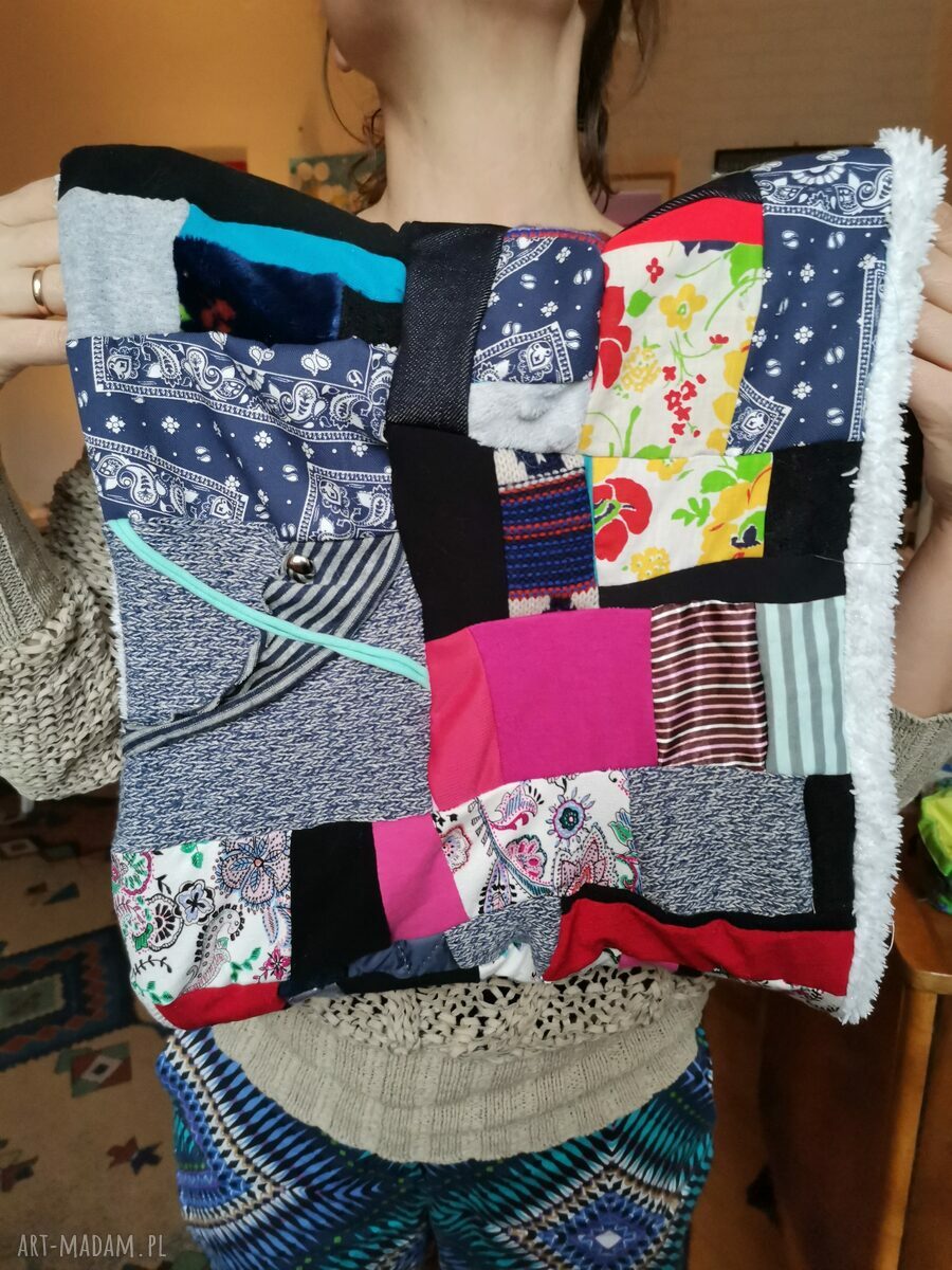 Komin patchworkowy boho handmade w kolorach - box x1 na podszewce