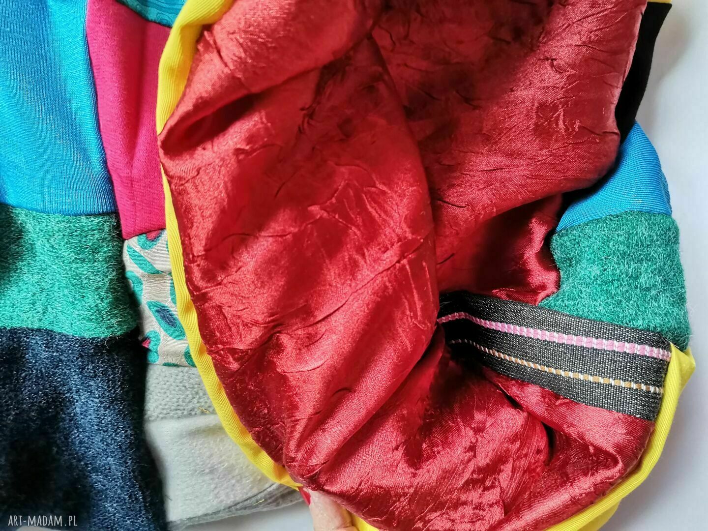 Komin patchworkowy damski etno i boho - zero waste, kolorowy