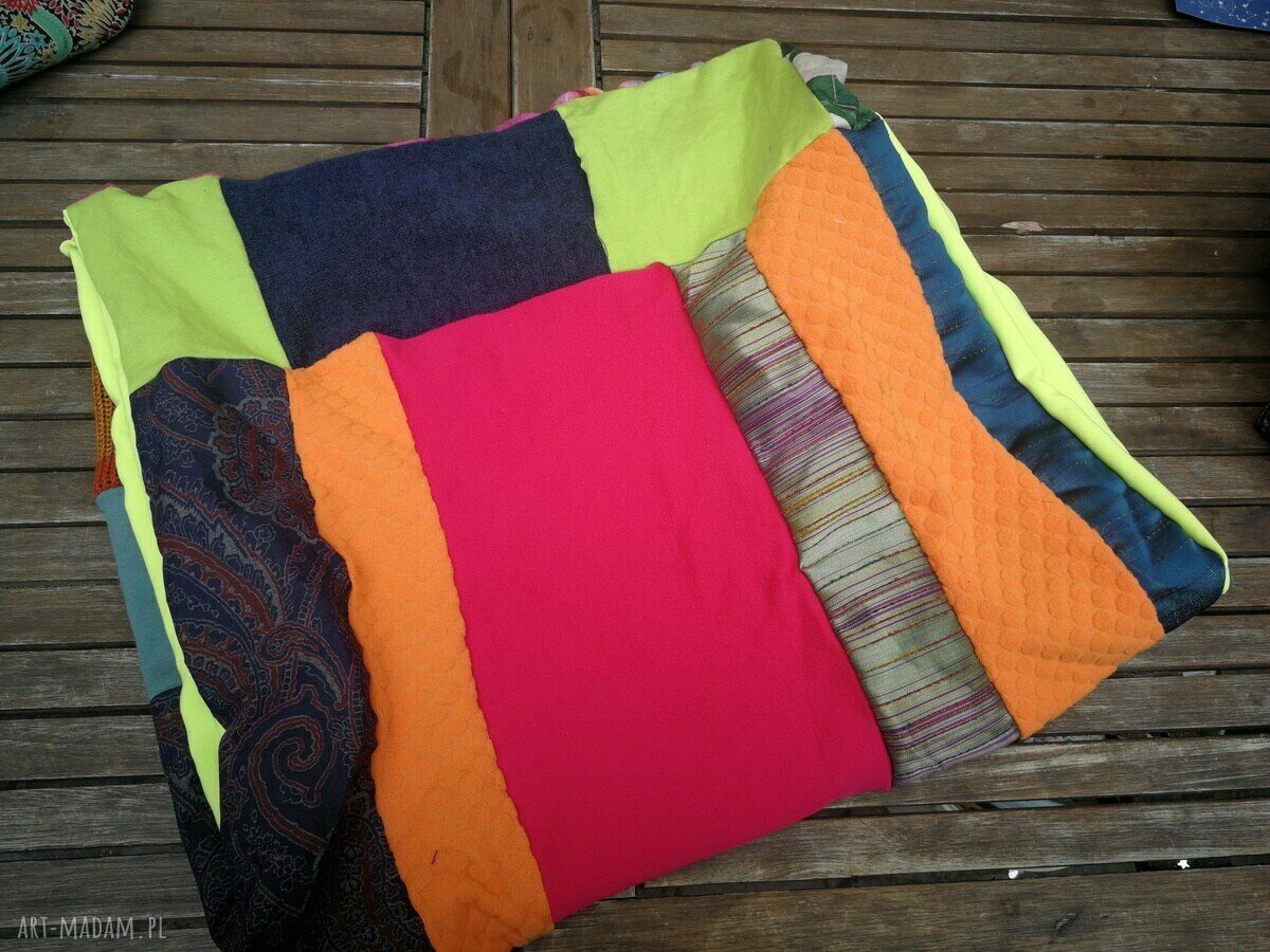 Komin patchworkowy na podszewce - boho etno, miękki i ciepły handmade