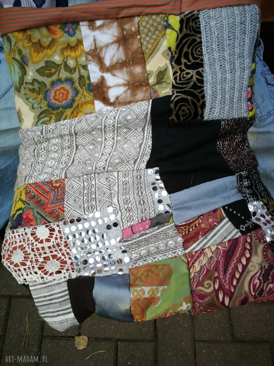 Komin patchworkowy damski folk boho z podszewką - ruda Klara (rozmiar uniwersalny)