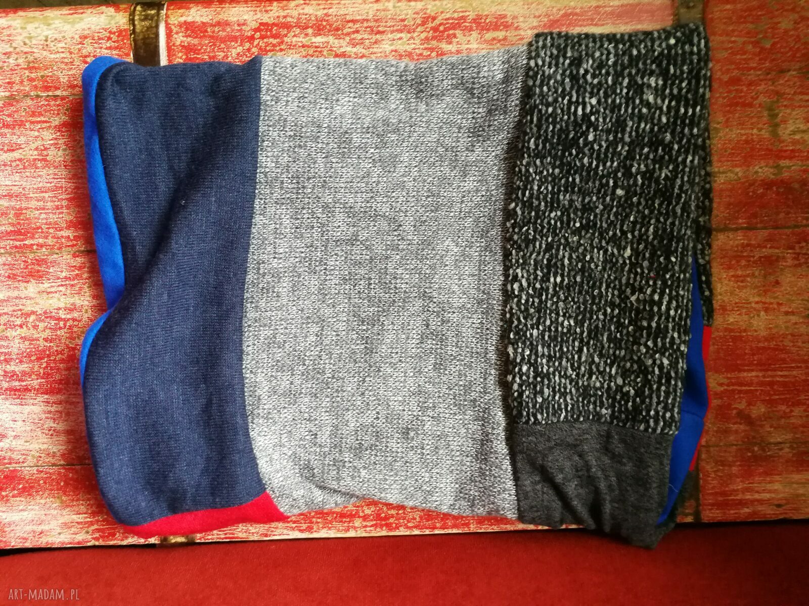 Komin patchworkowy z podszewką - kolorowy boho od Ruda Klara