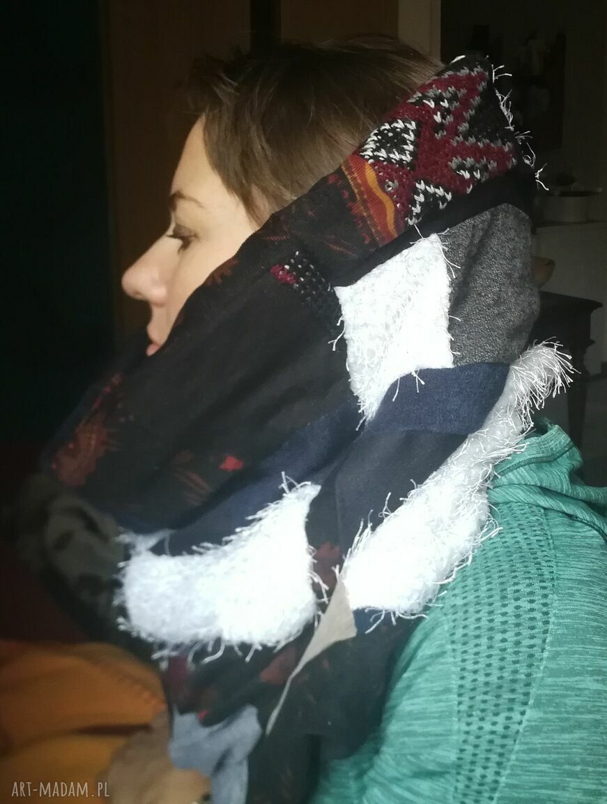 Komin patchworkowy na podszewce - miękki i miły w dotyku