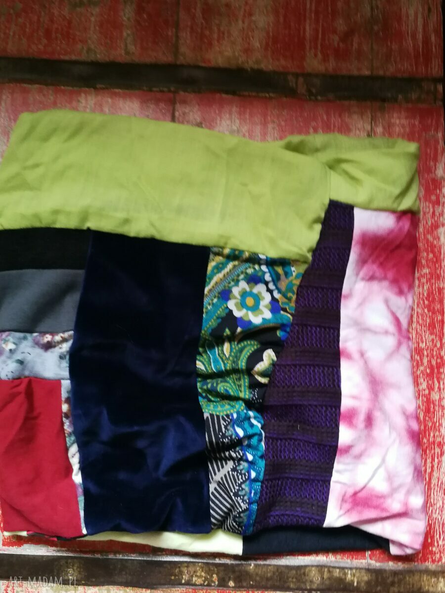 Miękki komin patchworkowy damski z podszewką - boho na wiosnę i jesień