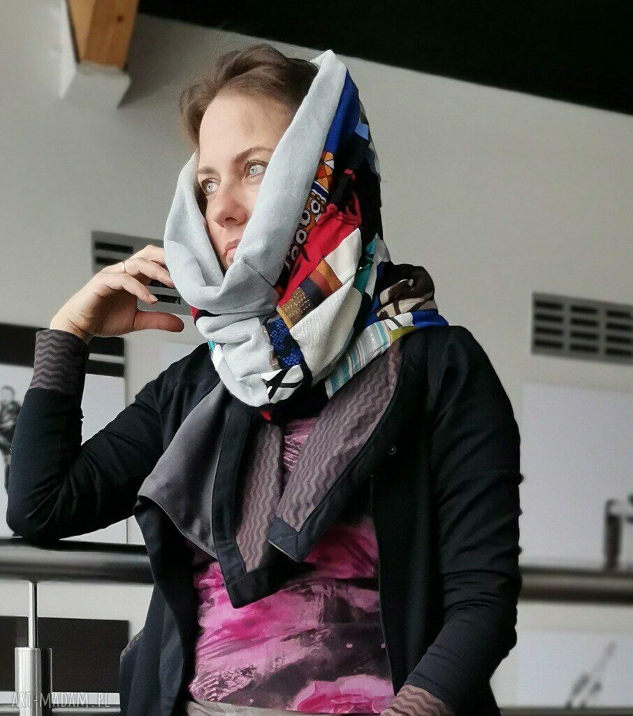 Kolorowy komin patchworkowy boho w stylu folk i etno - Ruda Klara