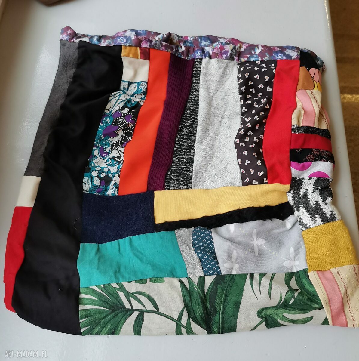 Kolorowy komin patchworkowy BOHO Box D1 - ciepły, szyty ręcznie na podszewce