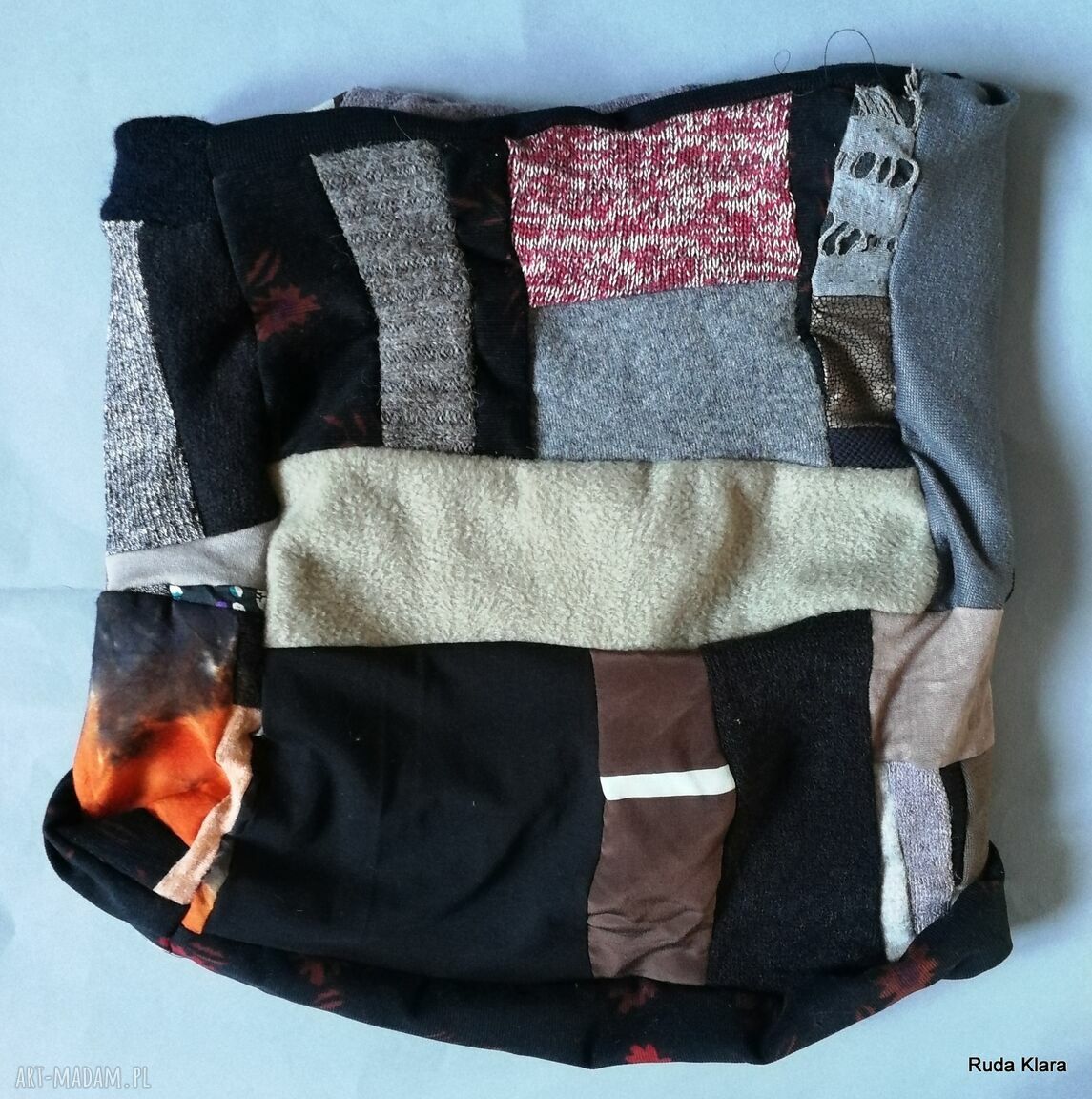 Komin patchworkowy damski handmade 42x44 cm - folk boho