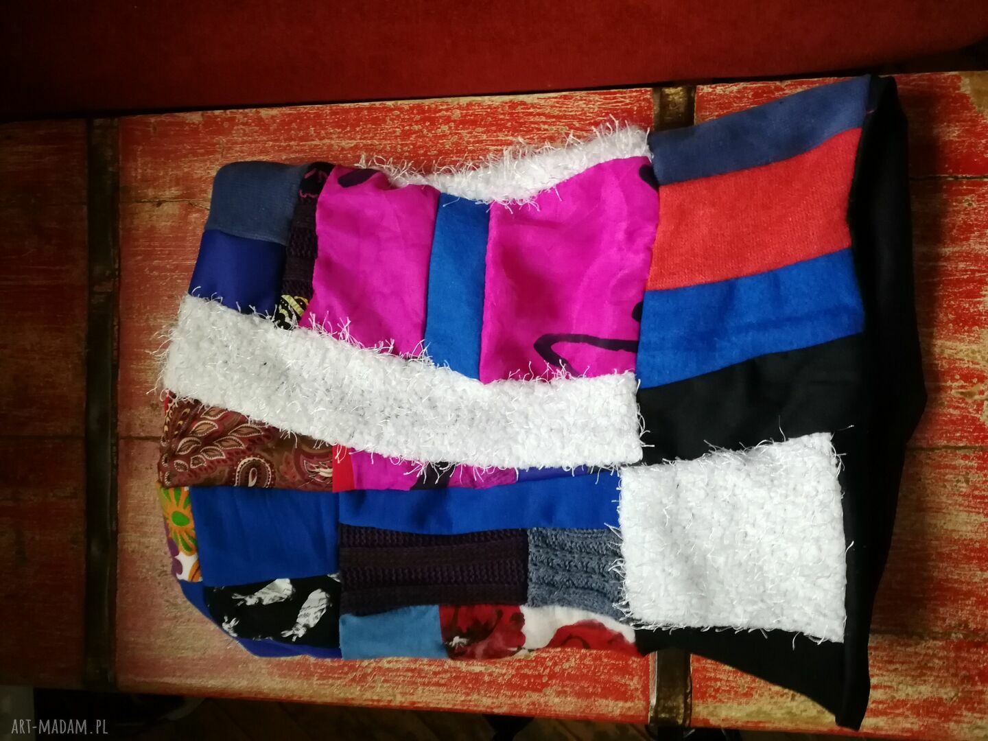 Komin patchworkowy Folk - miękki damski komin na podszewce (Ruda Klara)