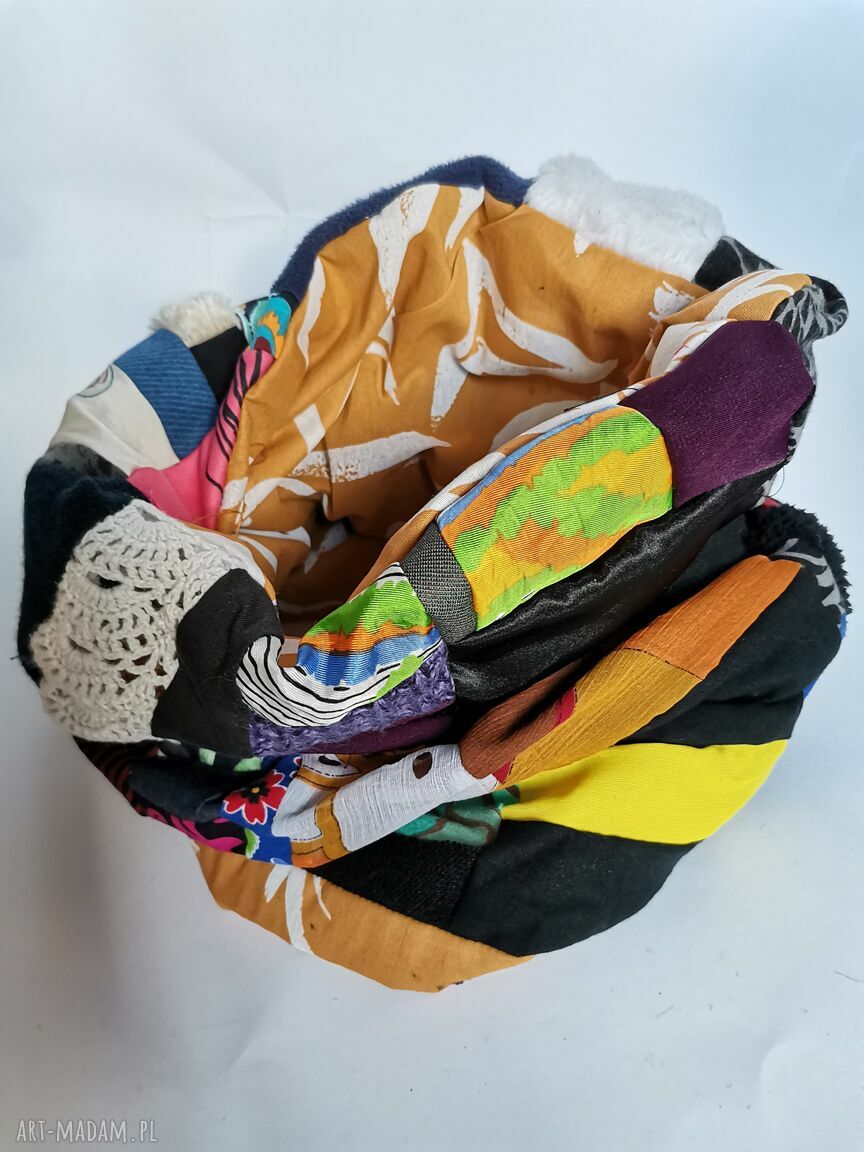 Komin patchworkowy folkowy kolorowy – zero waste, ręczne wykonanie