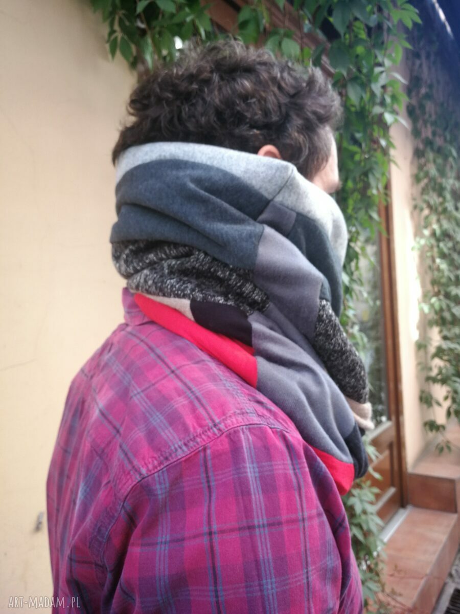 Komin patchworkowy na podszewce - miękki folk boho (unisex)