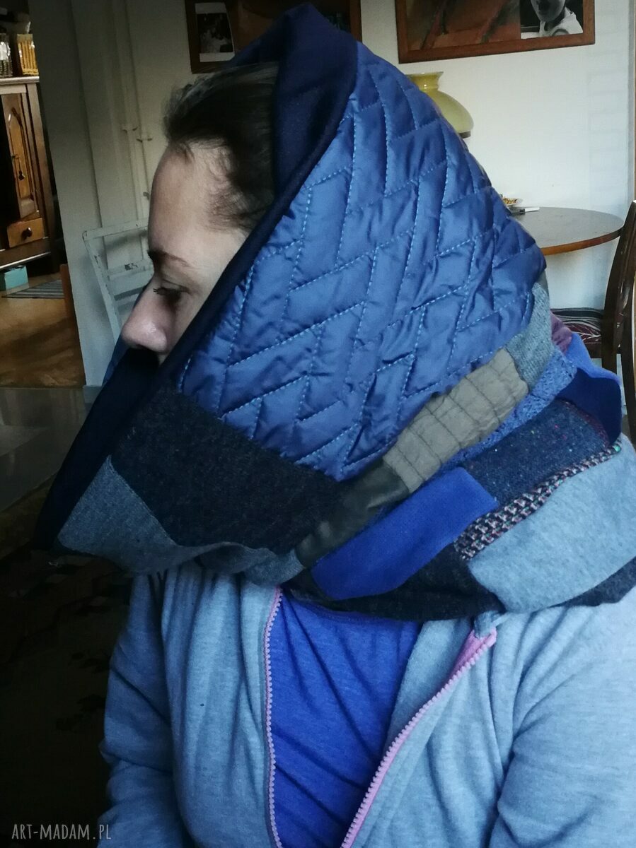 Kolorowy komin patchworkowy na podszewce - etno unisex, handmade