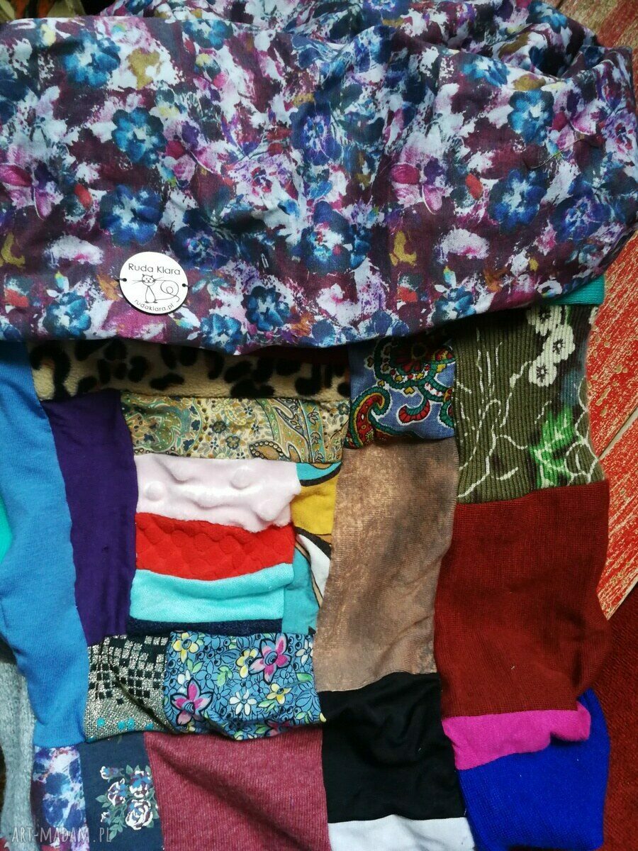 Miękki komin patchworkowy na podszewce w stylu boho etno