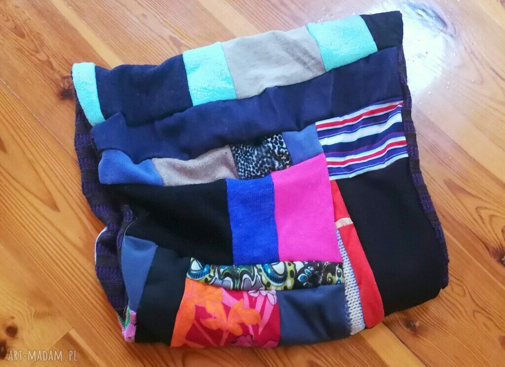 Miękki komin patchworkowy na podszewce - damski boho folk na rower