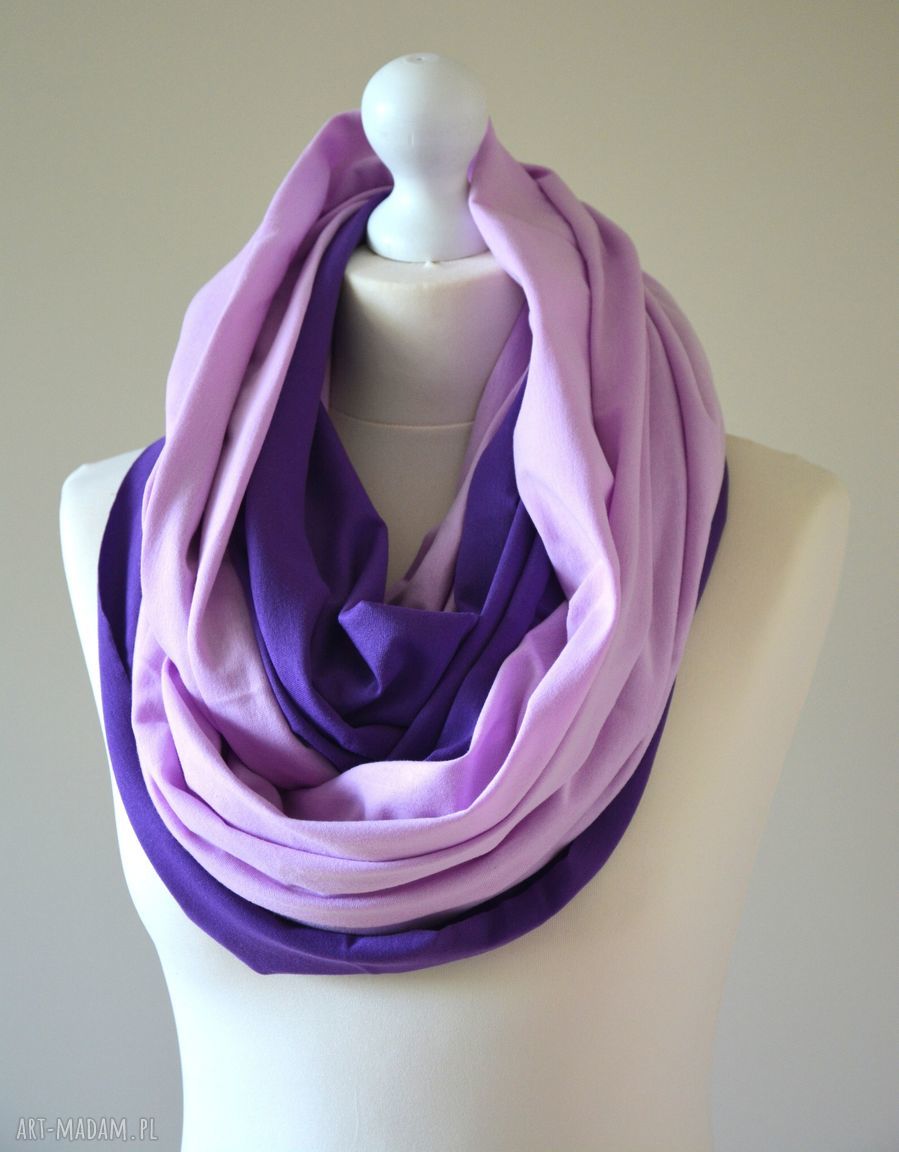 Komin podwójny bawełniany fiolet lila bawełna wiosna dzianina