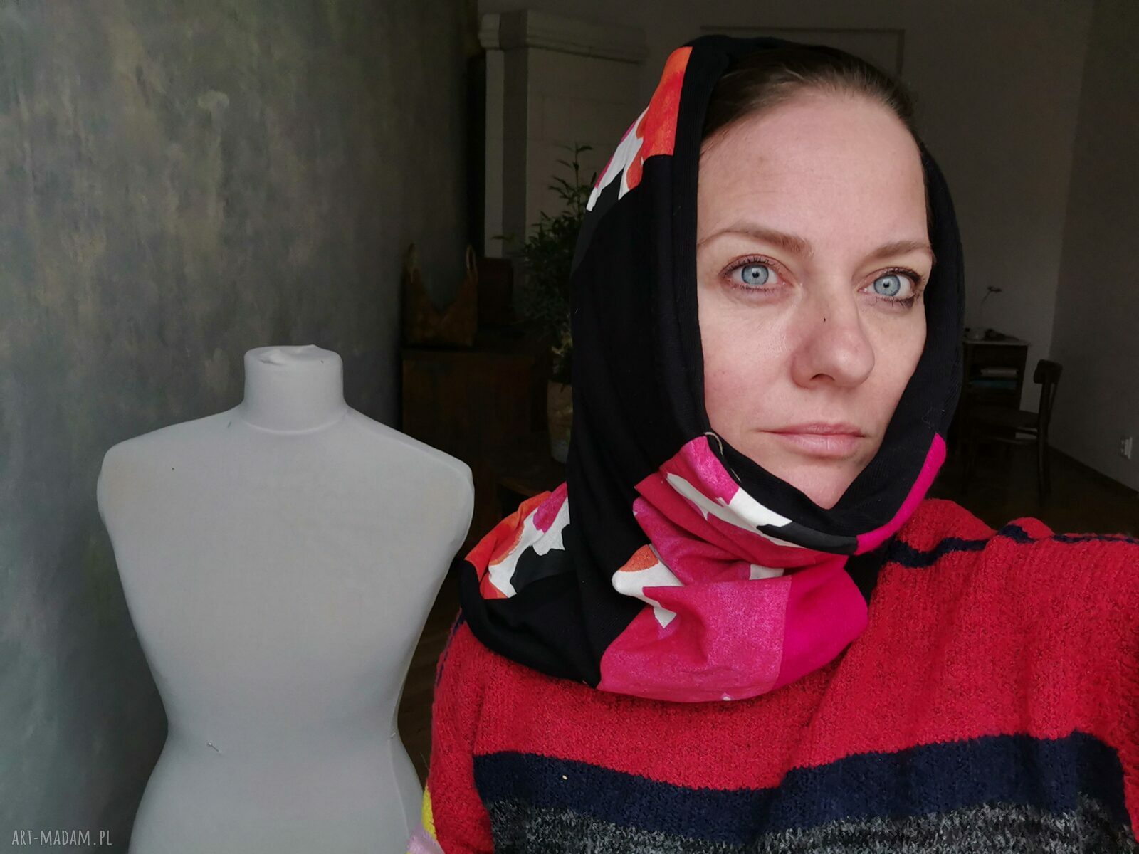 Damski komin patchworkowy folk boho - one size na podszewce, kolorowy