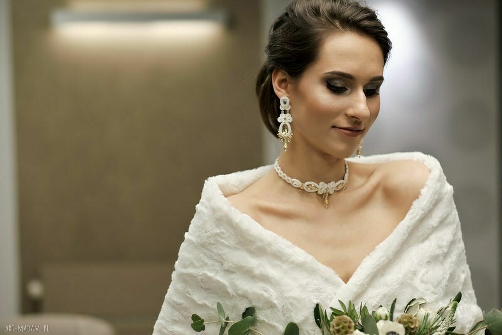 Komin ślubny Ivory - etola na suknię rozmiar S