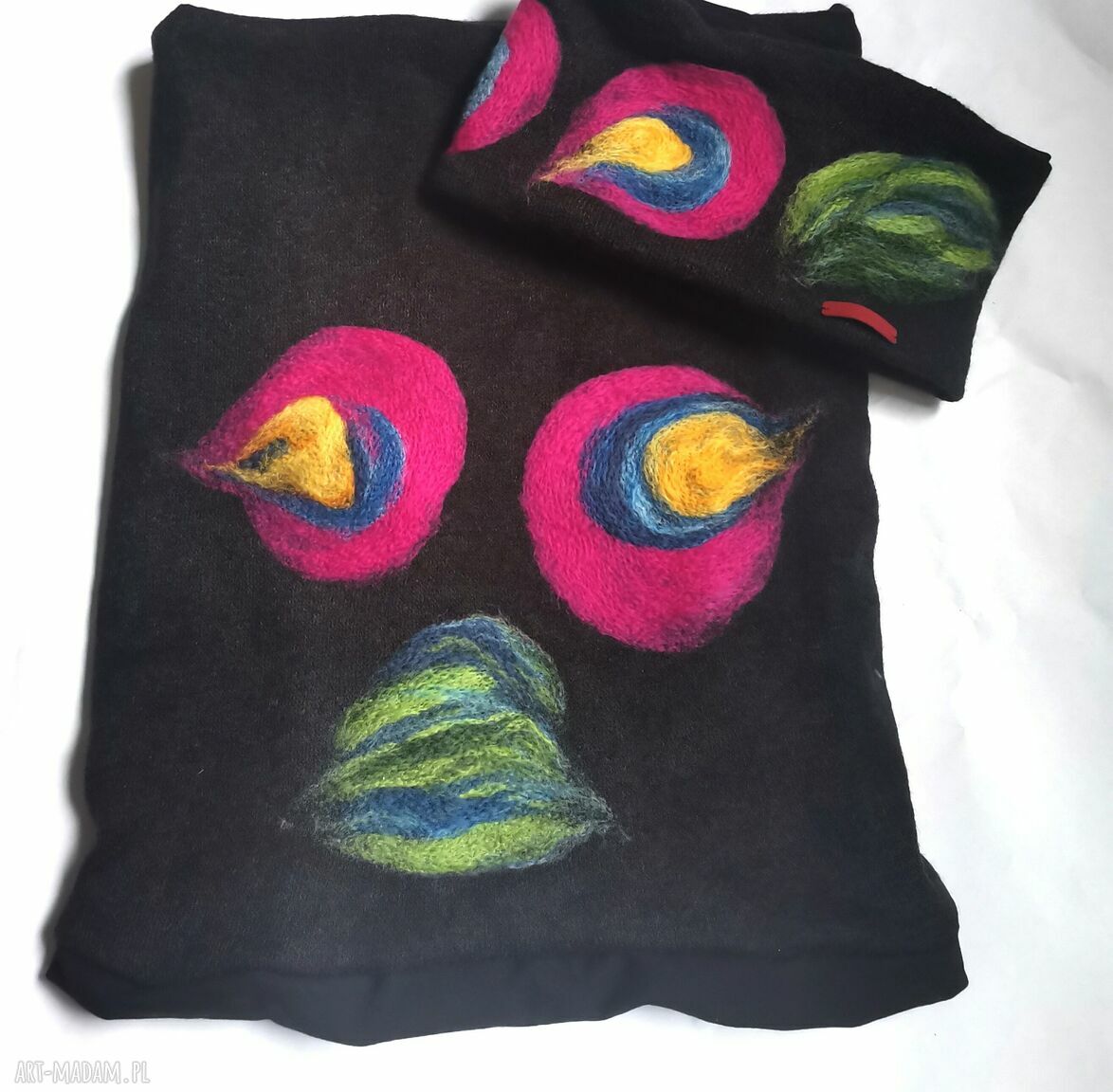 Wełniany filcowany komin tuba 33x48 cm na podszewce (wciągany przez głowę)