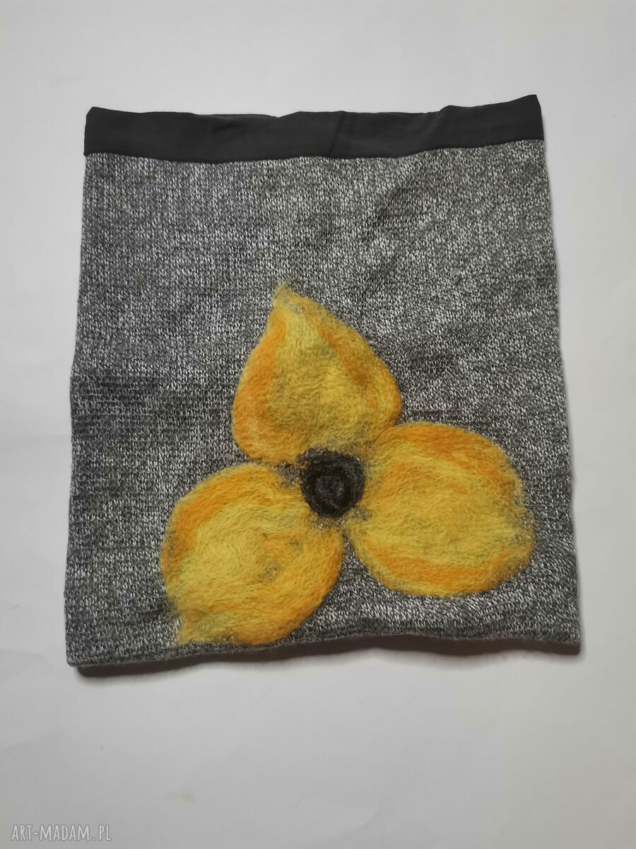 Komin tuba wełniany filcowany na podszewce - folk boho 29 x 35 cm