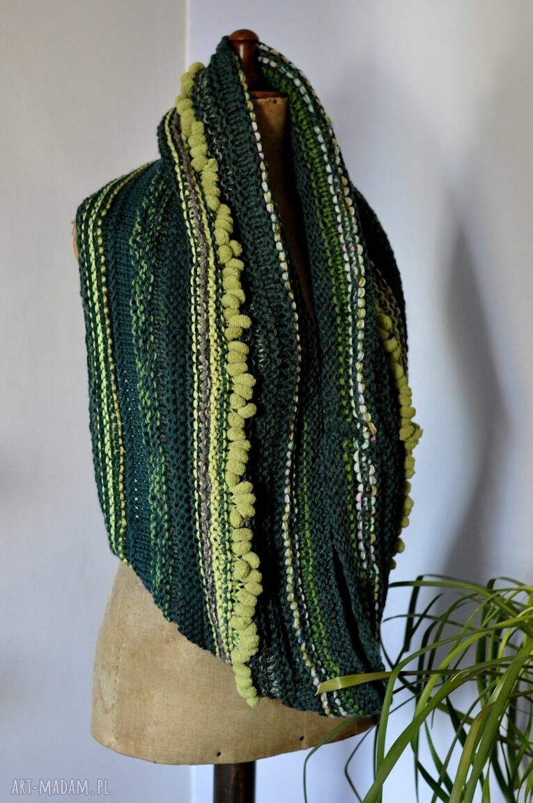 Komin tuba handmade z wełny merino i akrylu - ciepły gruby splot na zimę