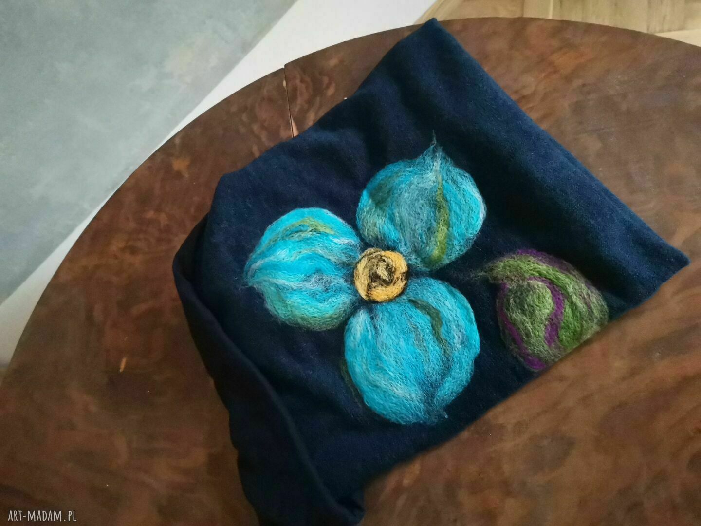 Komin tuba z filcowanej wełny na podszewce 33 x 48 cm - merino