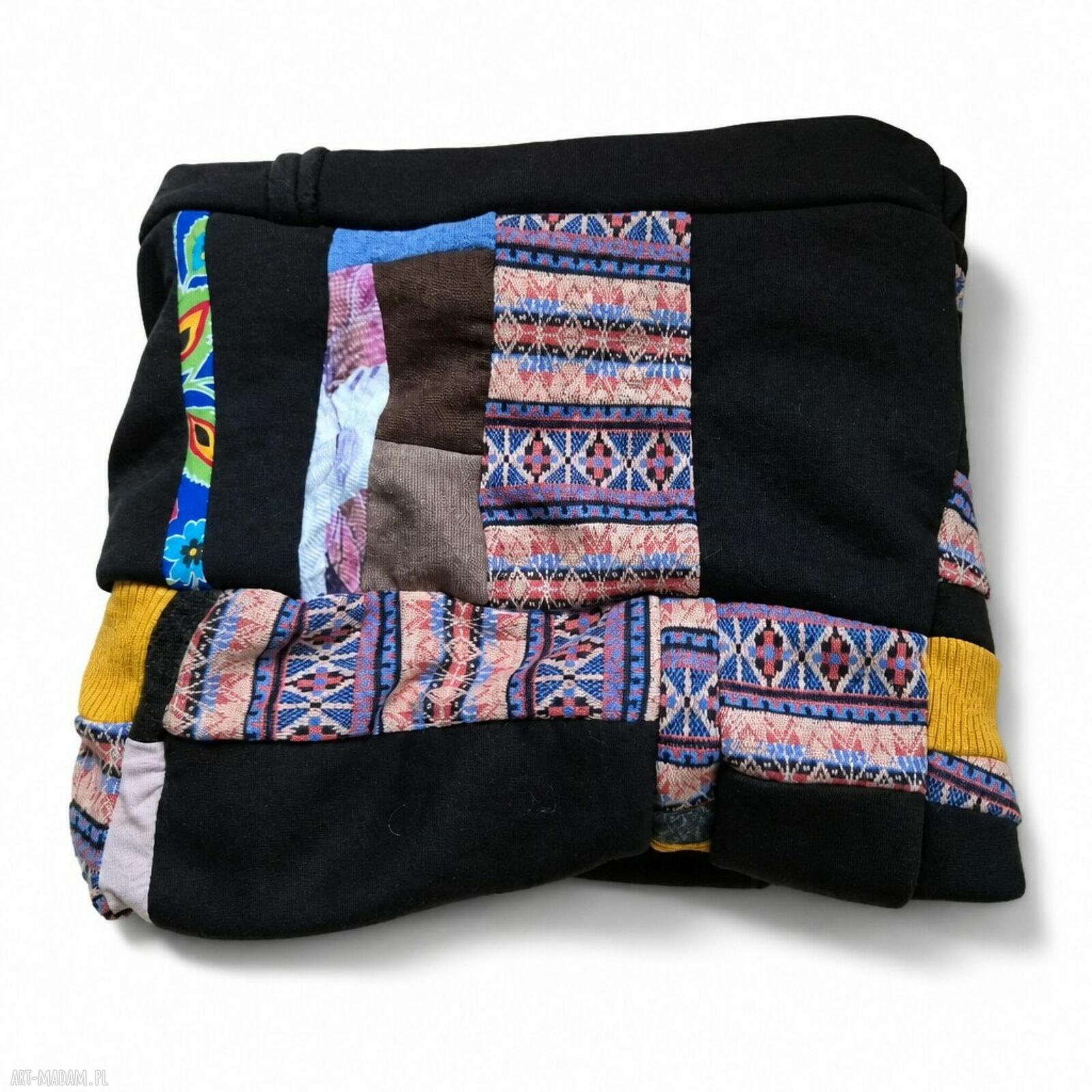 Kolorowy komin damski handmade z tkanin i dzianin