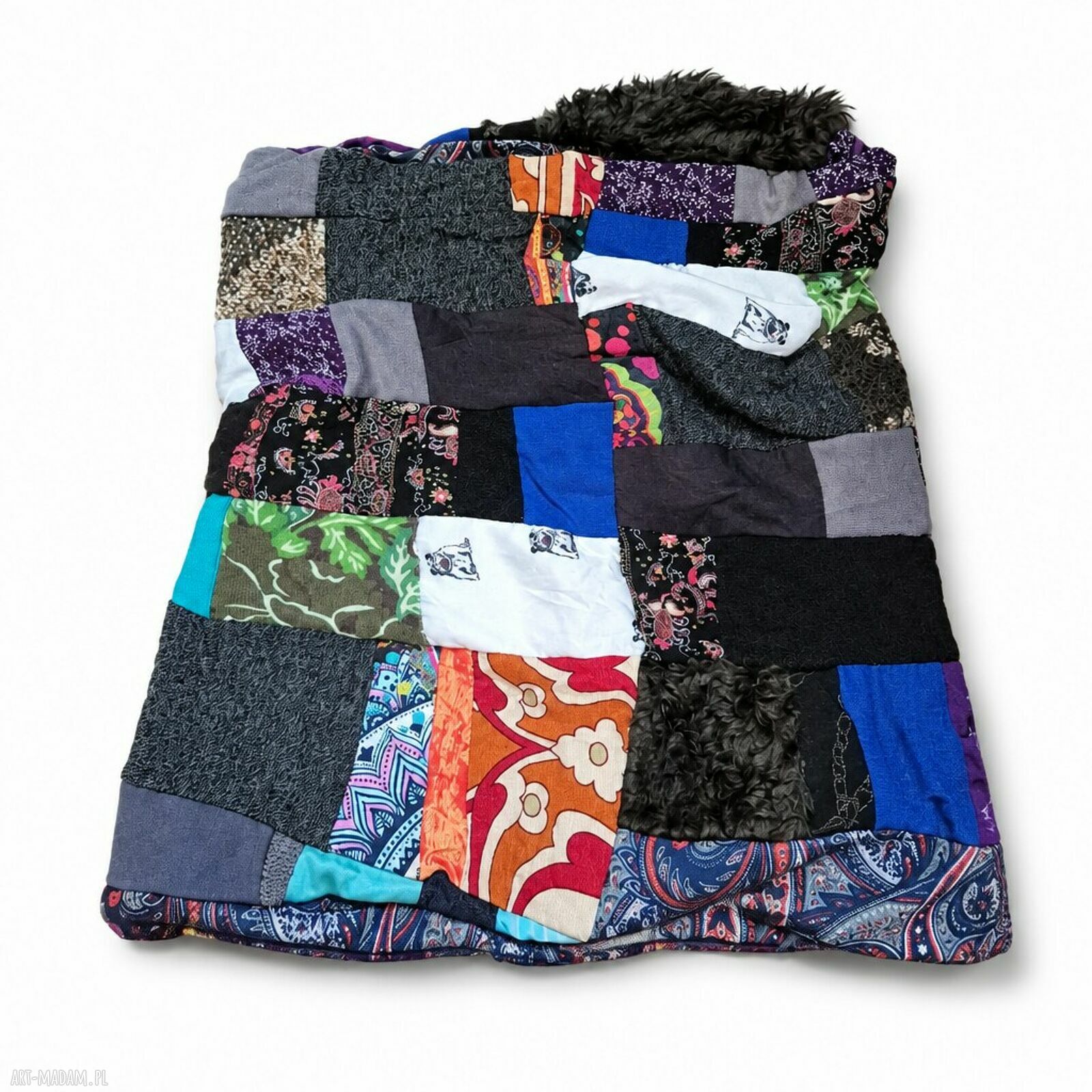 Kolorowy komin damski handmade z różnych tkanin - Box