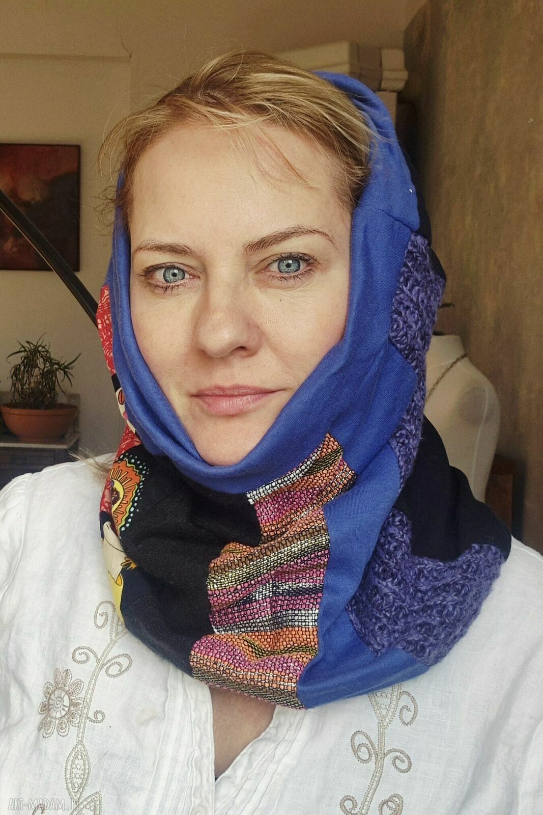 Ręcznie szyty komin damski z różnych tkanin - rozmiar uniwersalny