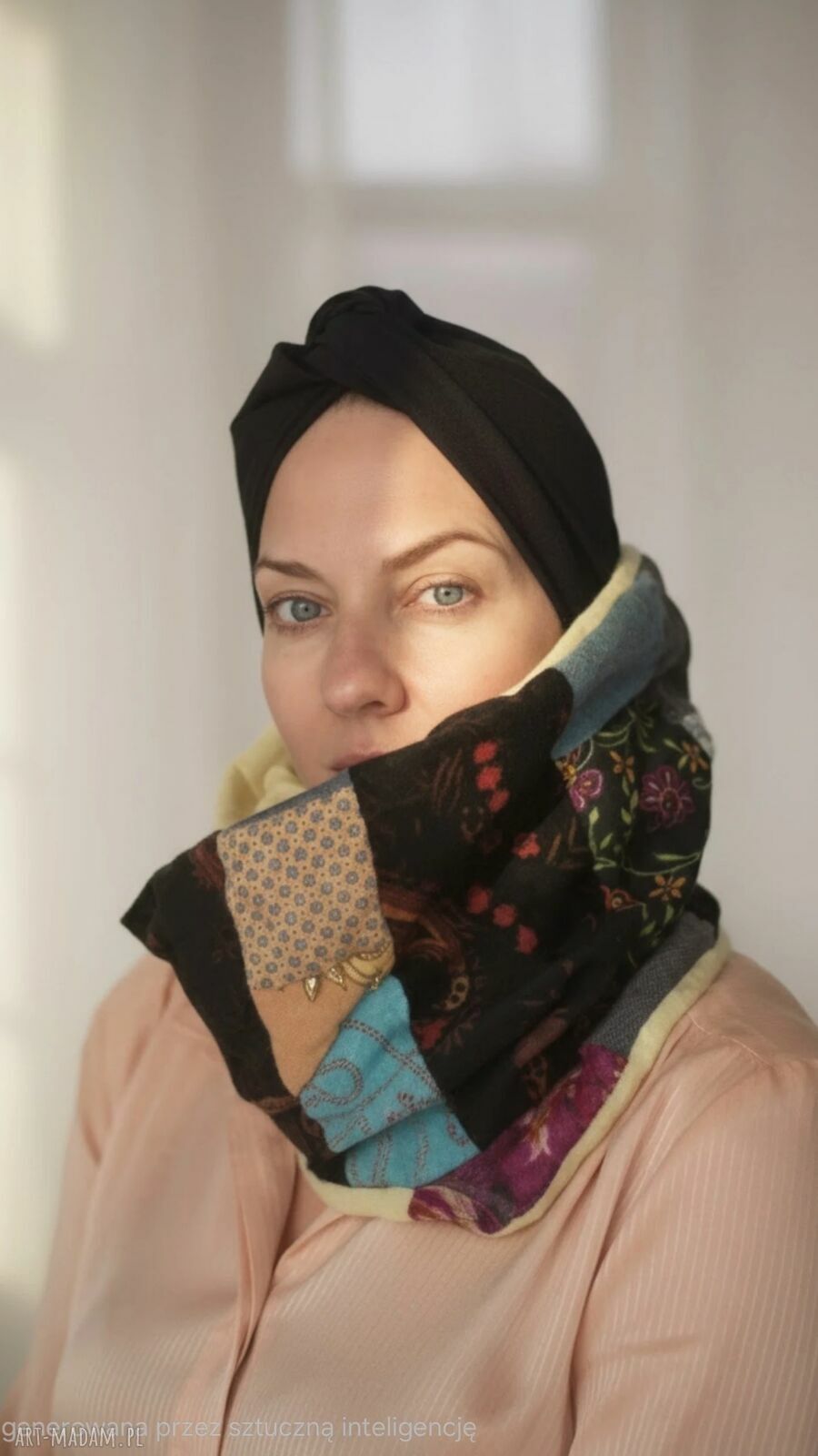 Kolorowy komin patchworkowy damski handmade
