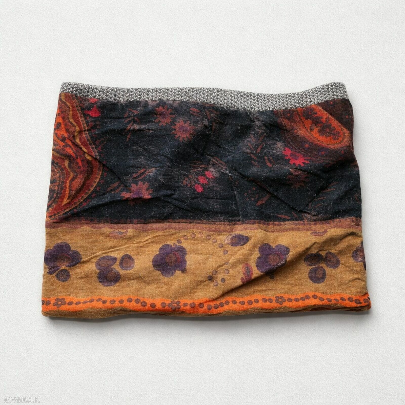 Kolorowy komin damski z różnych tkanin - wciągany przez głowę, 25 cm x 33 cm