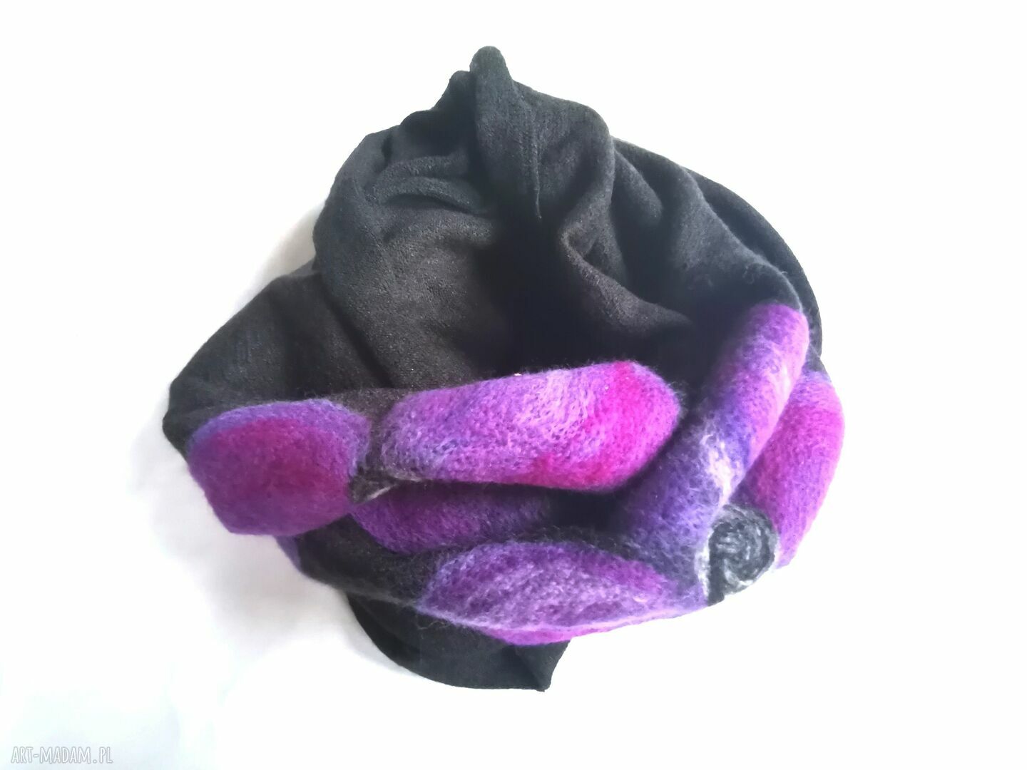 Komin wełniany filcowany z wełny merynosów - boho Frida