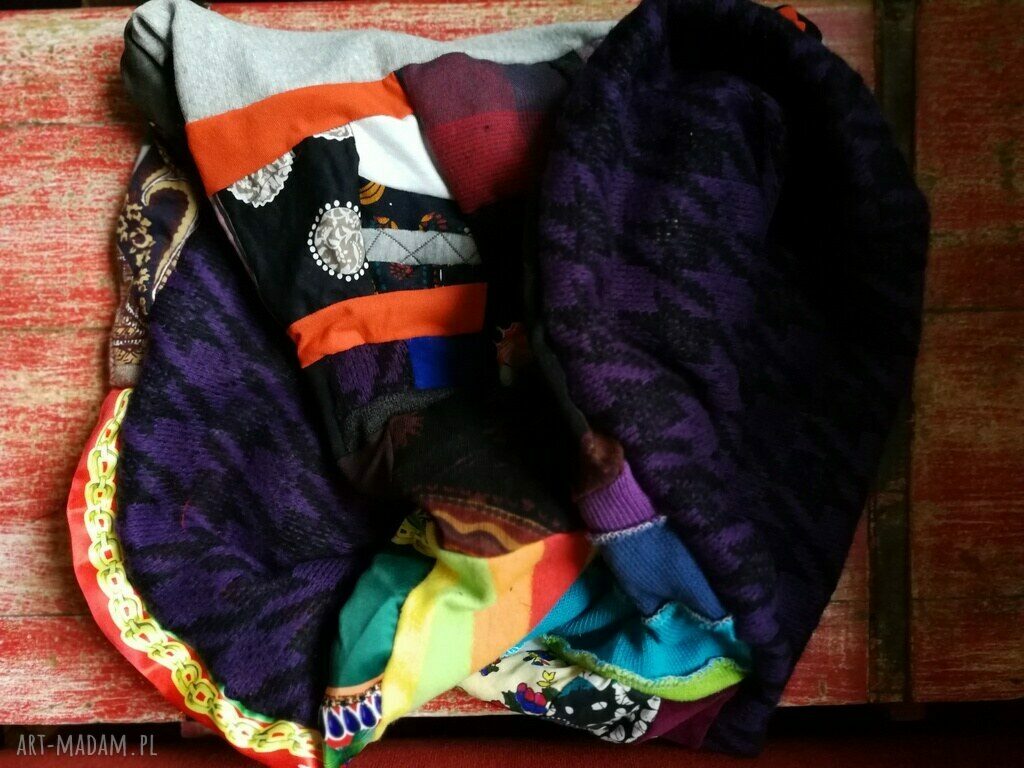 Komin wiosenno-jesienny patchworkowy boho - ręcznie szyty