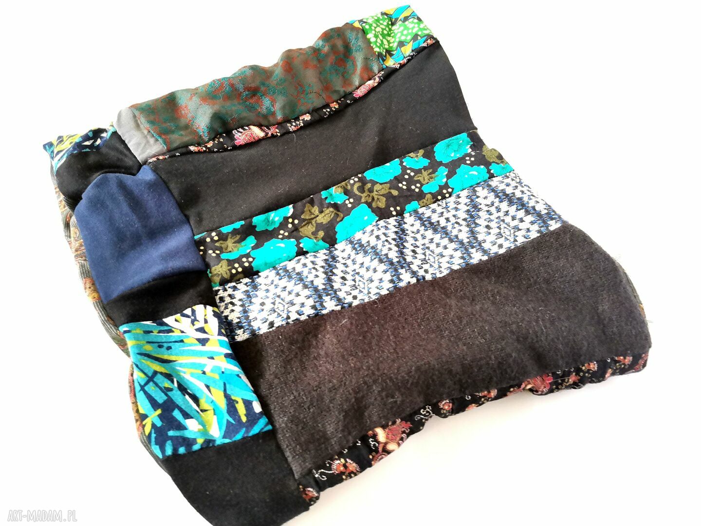 Kolorowy wiosenny komin patchworkowy etno boho na podszewce