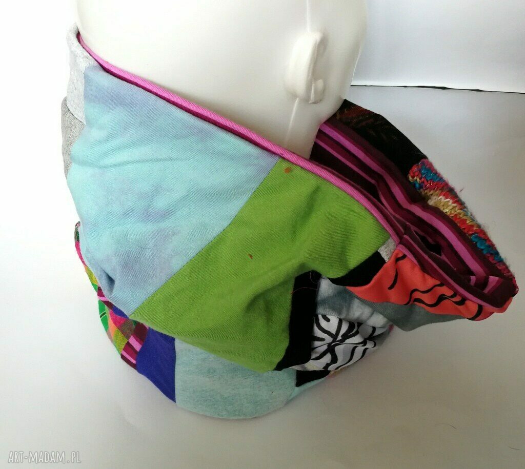 Komin wiosenny damski patchworkowy boho na rower (handmade)