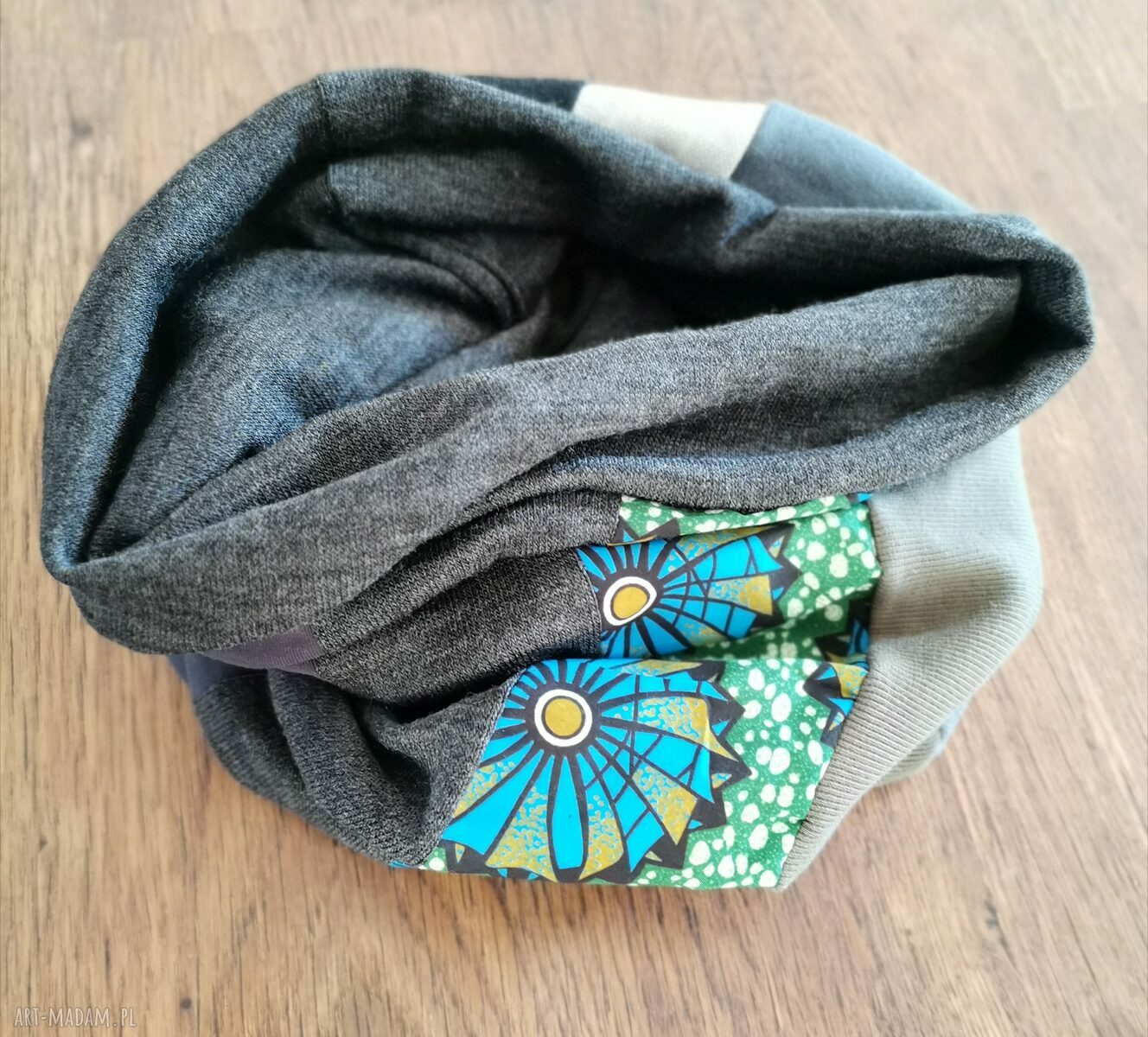 Komin wiosenny patchworkowy etno boho na podszewce - kolorowy