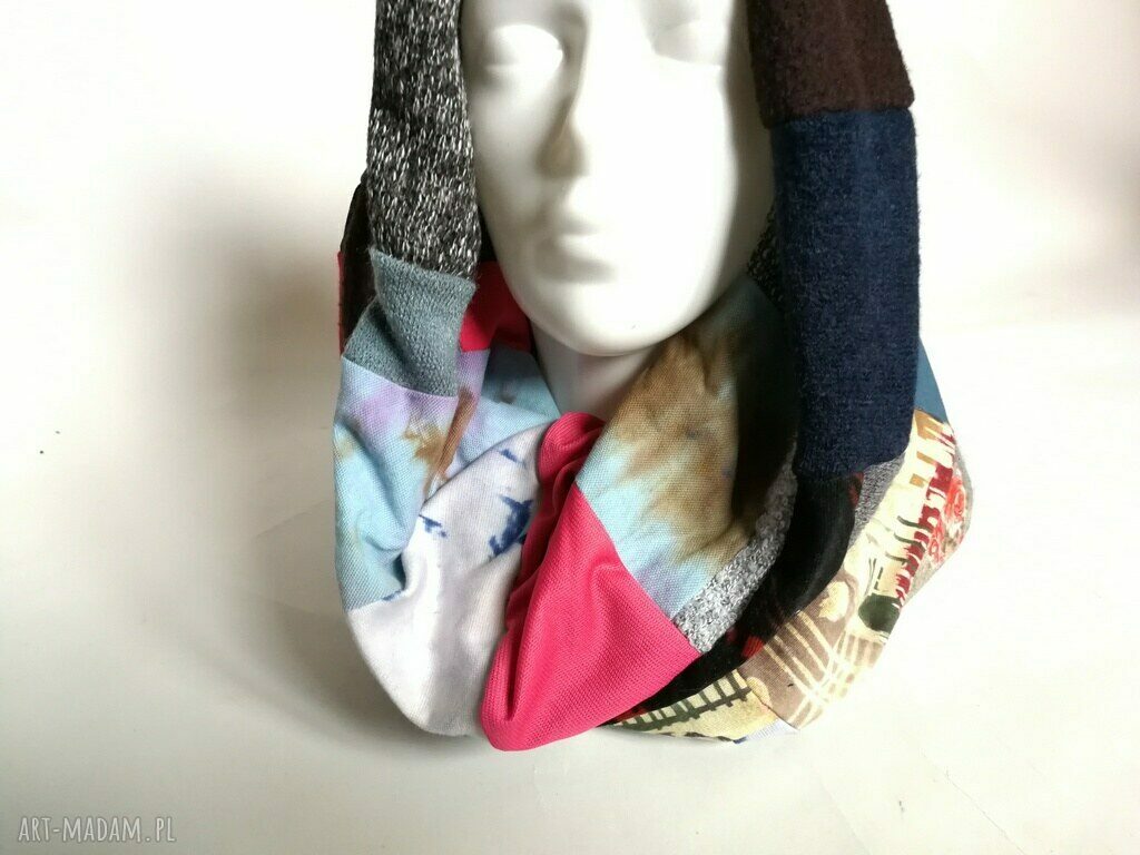Komin wiosenny patchworkowy energetyczny - ręcznie szyty patchwork 40x37 cm