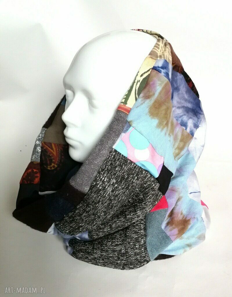 Komin wiosenny patchworkowy energetyczny - ręcznie szyty patchwork 40x37 cm