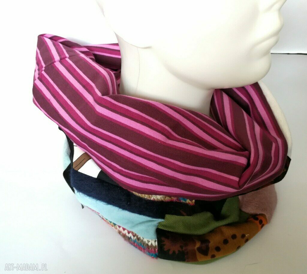Komin wiosenny damski patchworkowy boho na rower (handmade)
