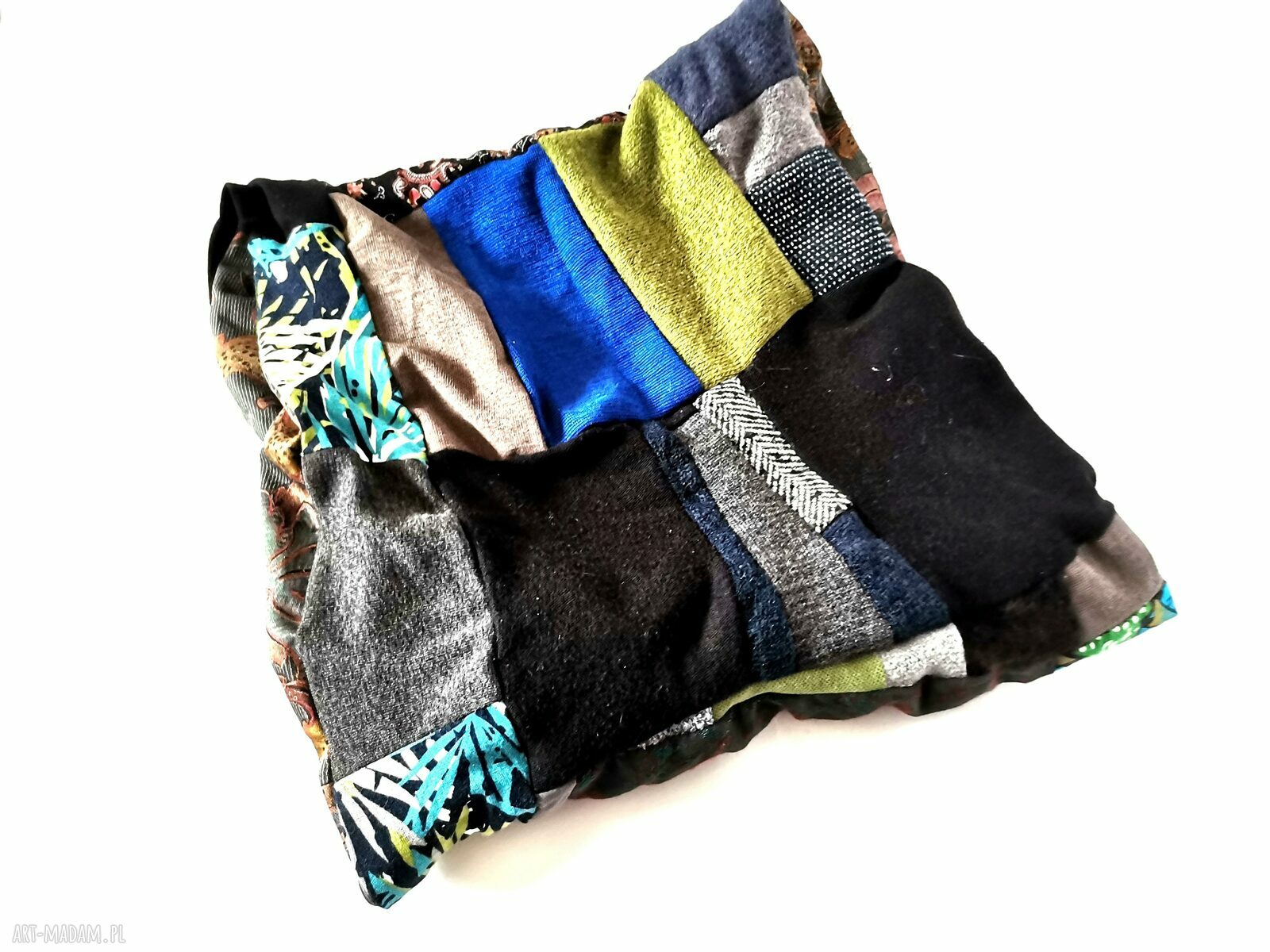 Kolorowy wiosenny komin patchworkowy etno boho na podszewce