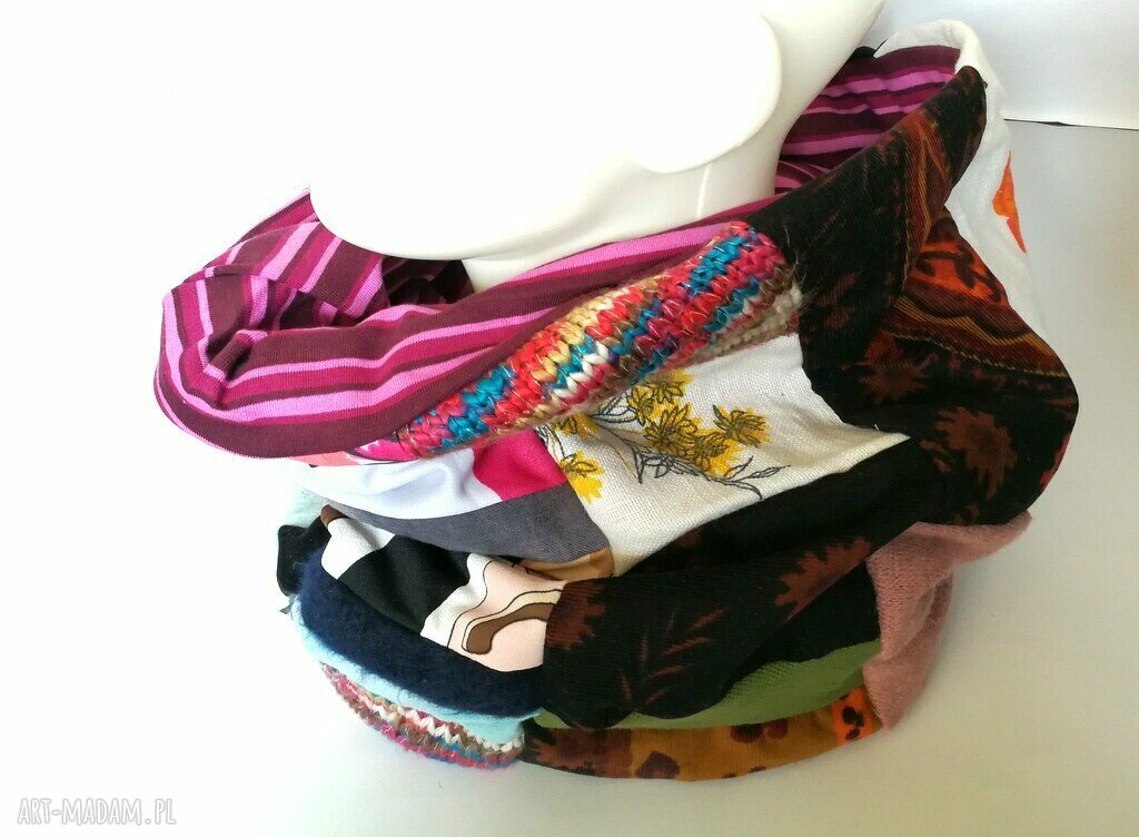 Komin wiosenny damski patchworkowy boho na rower (handmade)