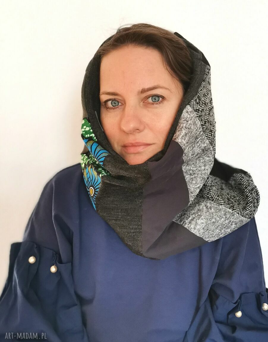 Komin wiosenny patchworkowy etno boho na podszewce - kolorowy