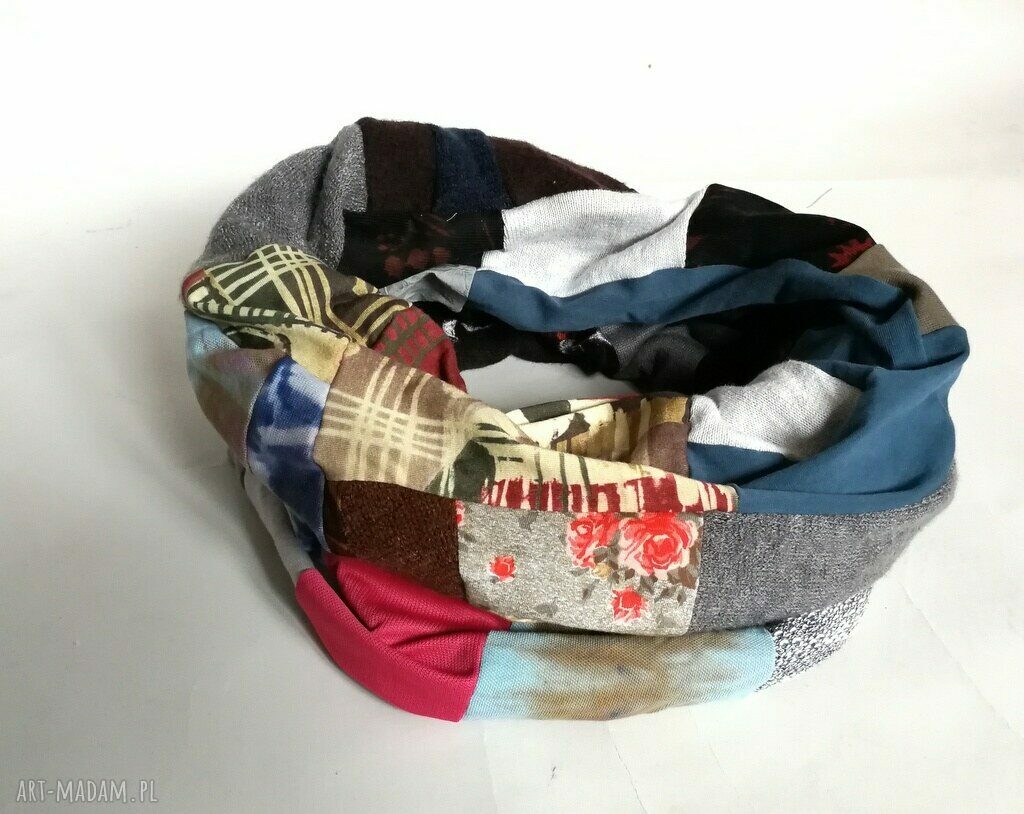 Komin wiosenny patchworkowy energetyczny - ręcznie szyty patchwork 40x37 cm