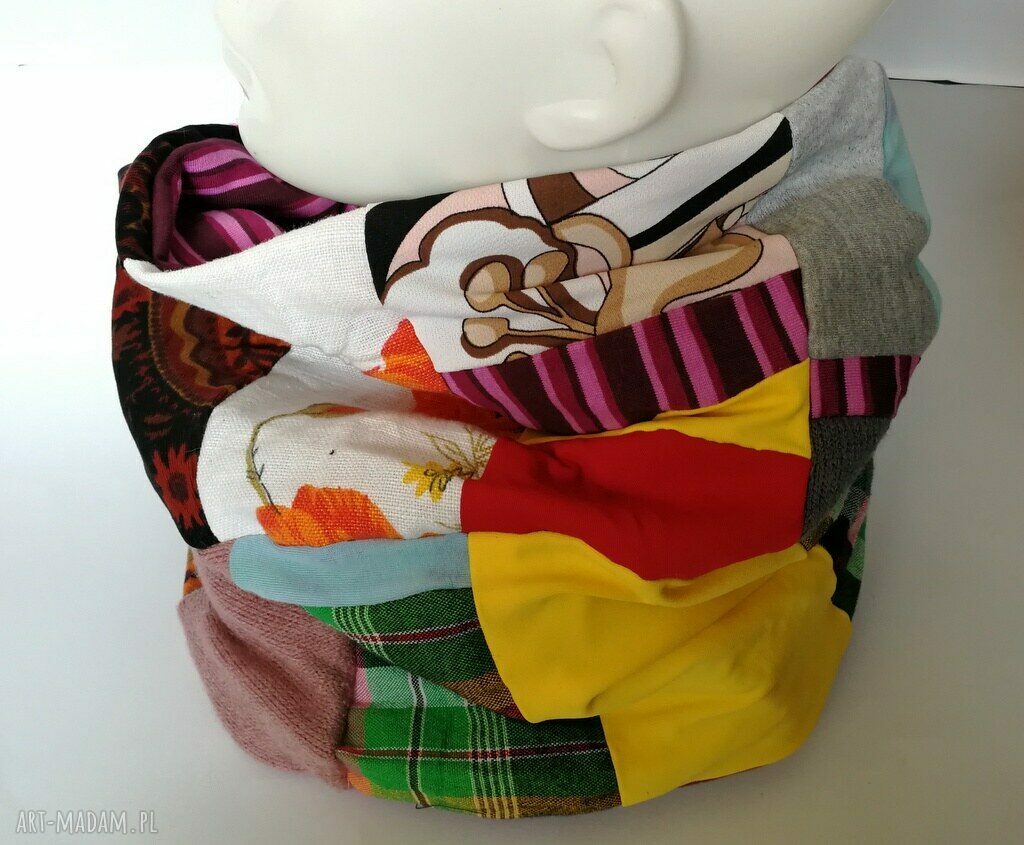 Komin wiosenny damski patchworkowy boho na rower (handmade)